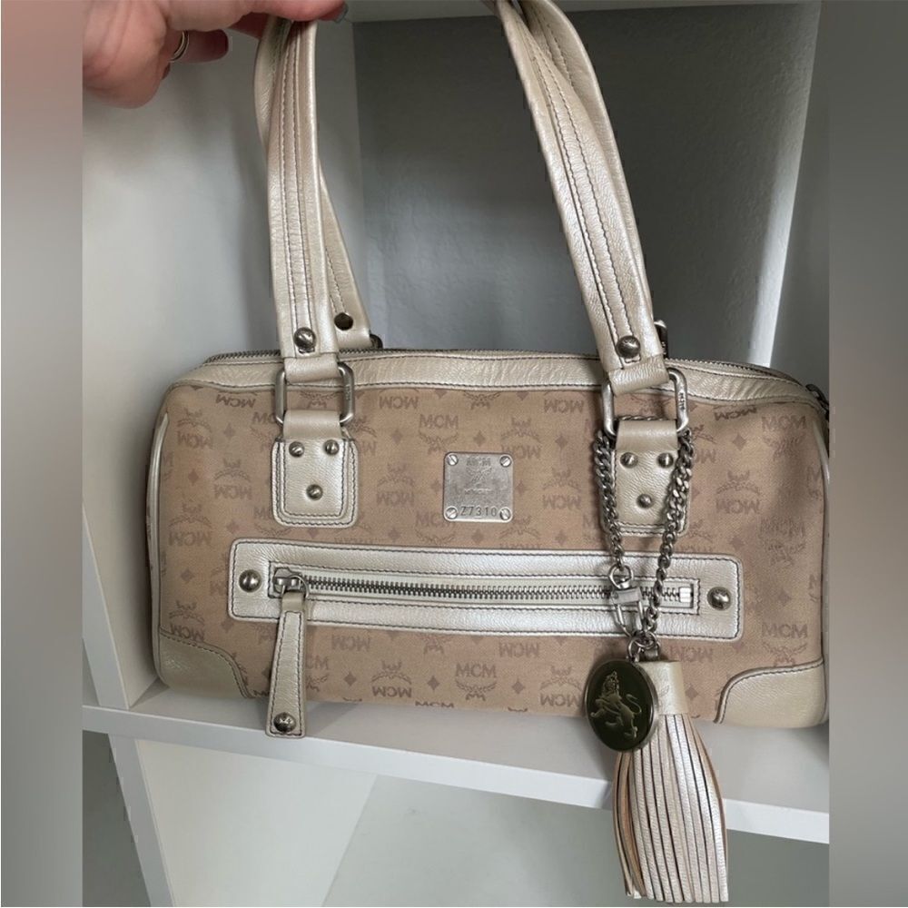 MCM MUNCHEN FABRIC SATCHEL